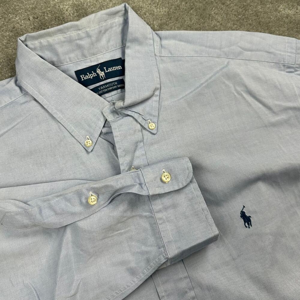 Ralph Lauren Yarmouth Button Down Size 17-34 Light Blue Polo Long Sleeve Preppy